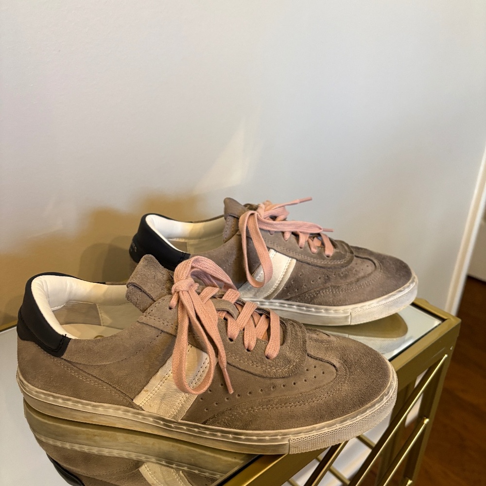 GREATS: Charlie Sneakers Brown Suede with Pink & Brown Laces Size 7
